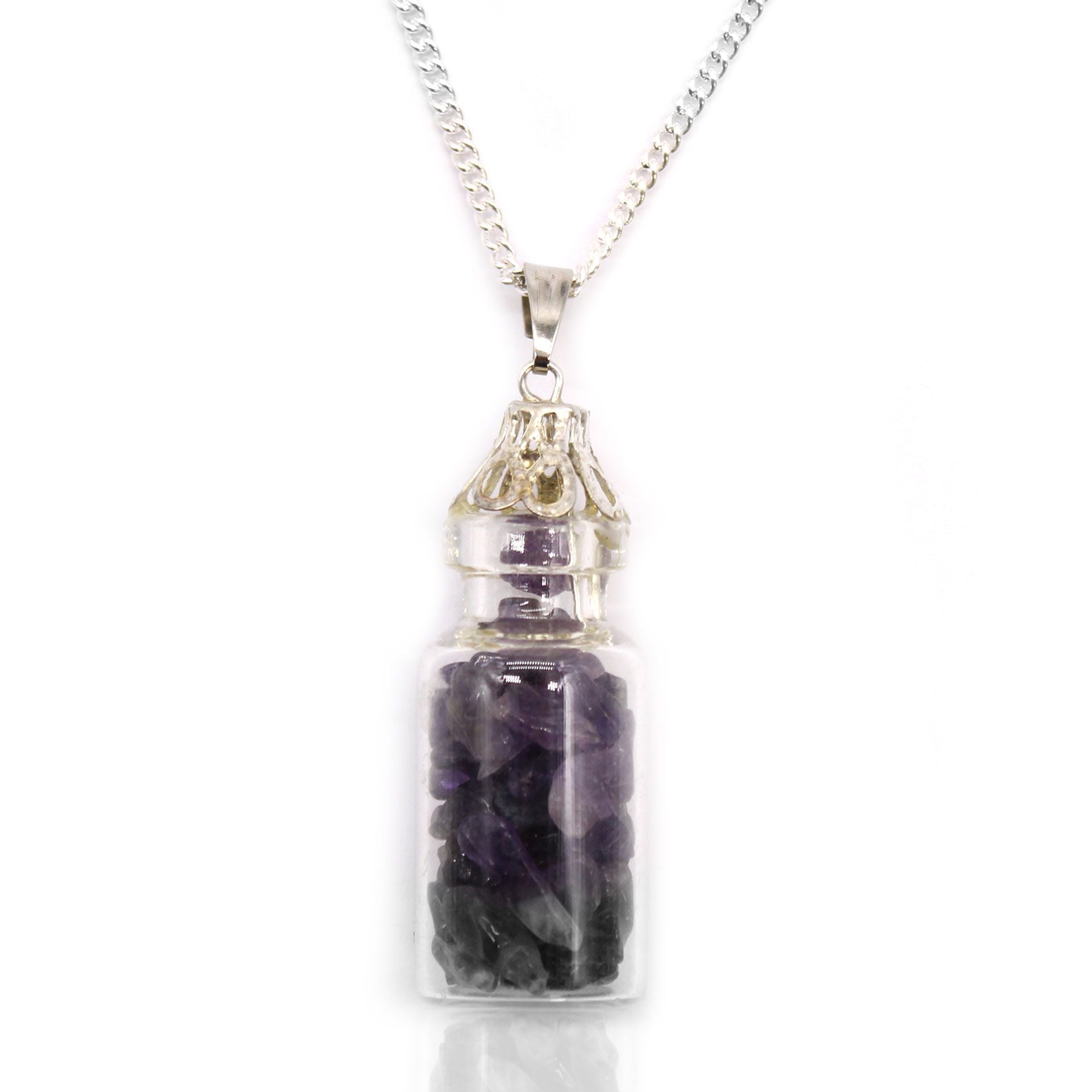 💜 Collana “Amuleto di Hekate” con Gemme di Ametista in Boccetta