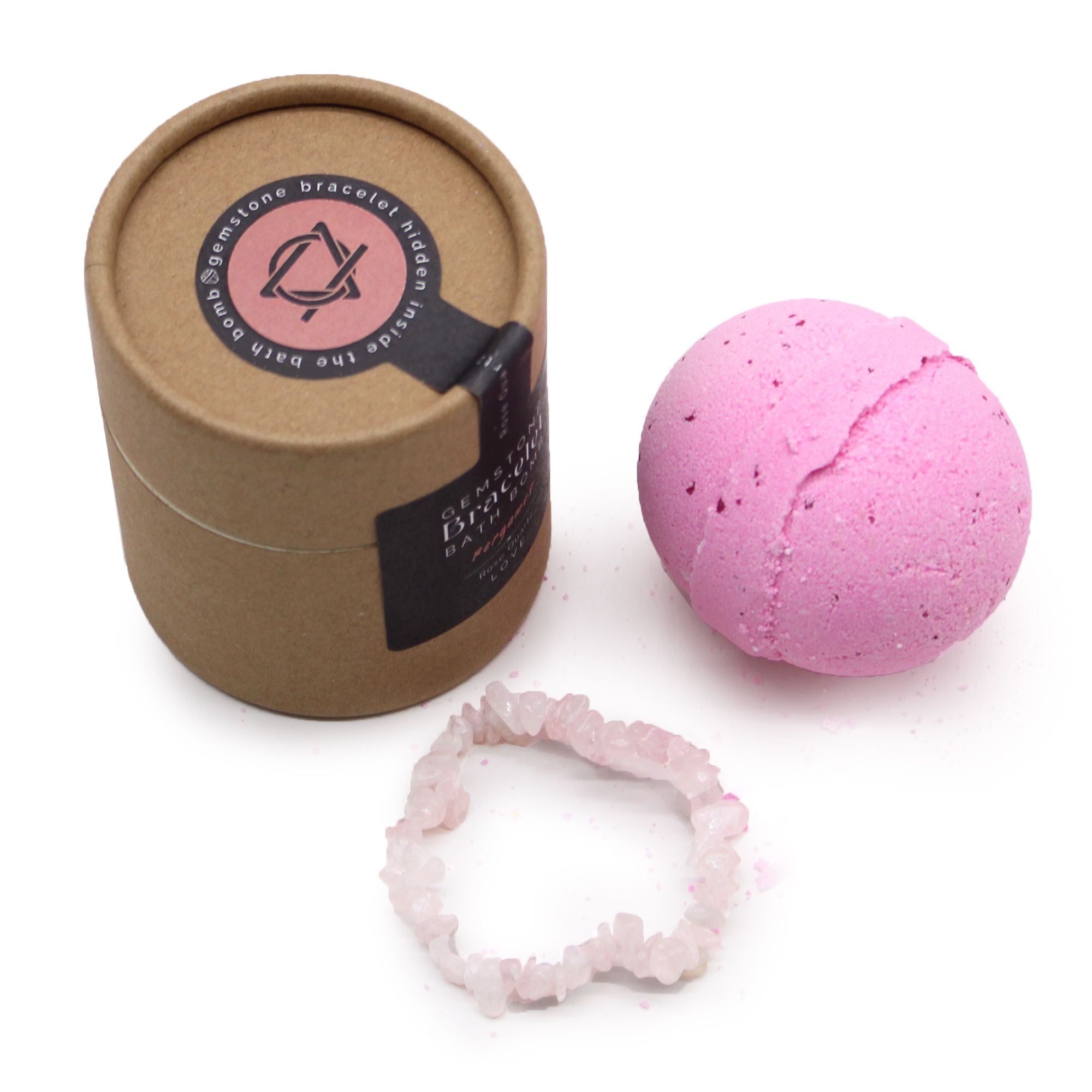 💗 “Bergamot Love Ritual” – Bath Bomb con Bracciale in Quarzo Rosa 🌸✨