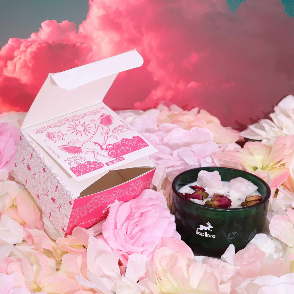 💗 “Gli Amanti – Candela Magica di Afrodite” – Rosa e Quarzo Rosa 🕯️